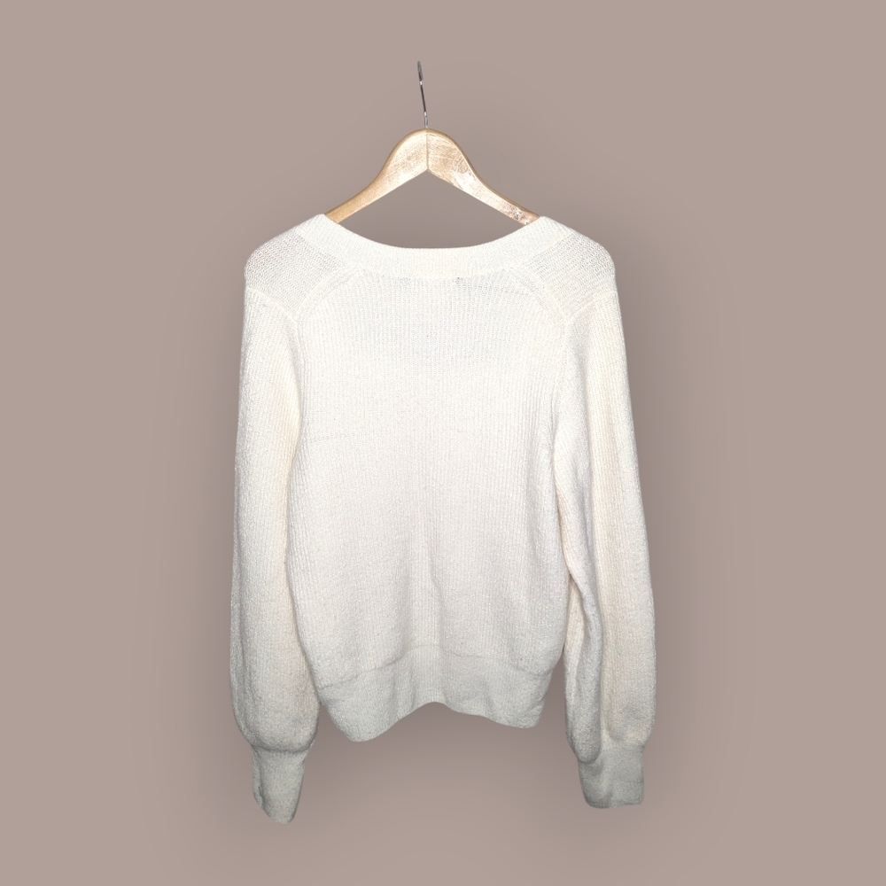 Madewell Sweater Size Large Cream Melwood Coziest Yarn Wool Square Neck Pullover - Picture 2 of 8